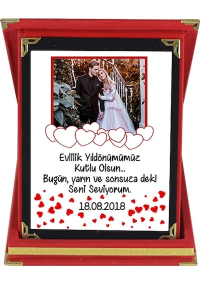 Evlilik Yıl Dönümü Hediyesi Fotoğraflı Kişiye Özel Plaket
