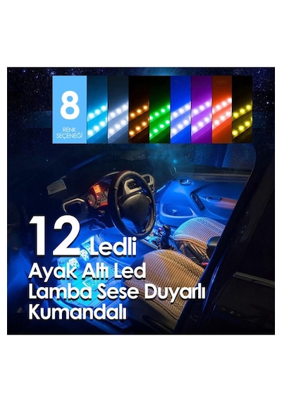 Ayak Altı 12 Ledli Lamba Sese Duyarlı Led Müziğe Duyarlı Led