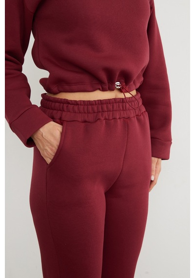 Fullamoda 3 İplik California Nakışlı Kapüşonlu Jogger Eşofman Takımı Bordo