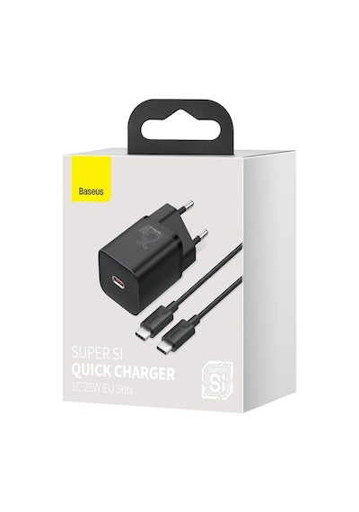 Baseus Super Si 1C 25 W Hızlı Şarj Adaptörü + 3A Type-C To Type-C