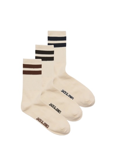 Jack & Jones Erkek Jactravıs Marka Logolu 3'lü Çorap 12260082 Krem