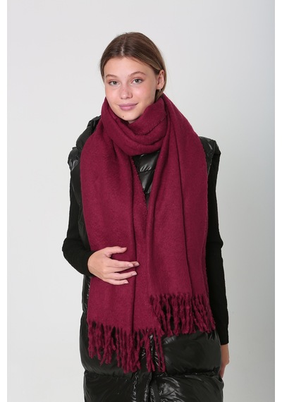 Remsa Püsküllü Buklet Atkı Şal 40x210 Cm 1257 Bordo Bordo