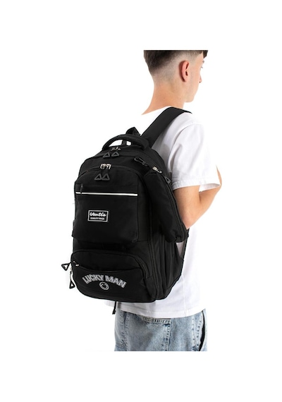 Ventis Unisex Set Okul Çantası Kalemlikli 2'li Lise Ortaokul Sırt Çantası 43 30 Cm Çok Cepli Vnt7-g Siyah