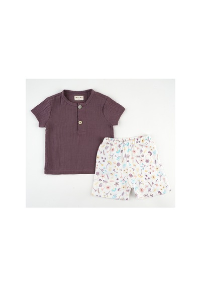 Mother Love %100 Pamuk Müslin Bebek Ve Çocuk Şortlu Takım - 1-4 Yaş Baharlık, Yazlık Takım Mor Mother Love %100 Pamuk Müslin Bebek Ve Çocuk Şortlu Takım - 1-4 Yaş Baharlık, Yazlık Takım Mor
