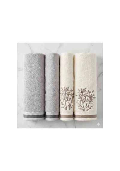 Özdilek Nev Bordado Best Hamam Set 4 Parça Gri Krem Çok Renkli