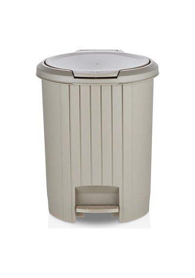 Tr 12 Litre Bas Aç Kapaklı Çöp Kovası - Click Kapak Pedallı Çöp Kovası Banyo Mutfak Çöp Kovası Latte Genel