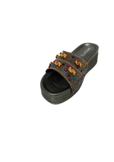 Witta 54313-24 Anatomik Trend Fashıon Dolgu Topuklu Kadın Terlik Platin