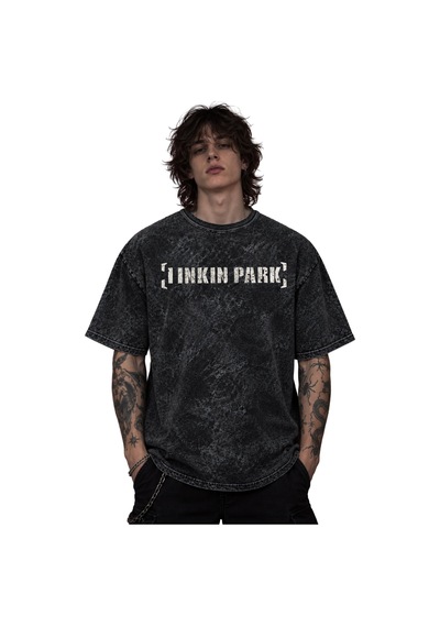 Linkin Park Rock Metal Müzik Grubu Baskılı Unisex Oversize Eskitm Siyah