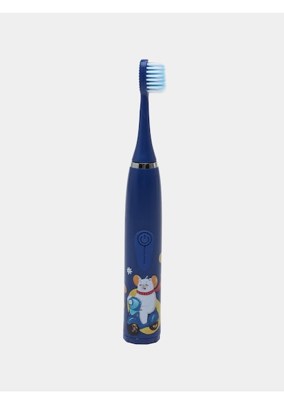 Sonic Pille Çalışan Karikatür Desenli Diş Fırçası 6 Yedek Başlık Su Geçirmez Yumuşak Fırça Lacivert