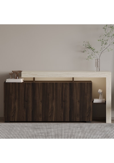 İnarch Dizayn Beliz Led Işıklı Modern Konsol 170 Cm, 4 Kapaklı Ve İç Raflı Depolama, Şık Tasarım Traverten İnarch Dizayn Beliz Led Işıklı Modern Konsol 170 Cm, 4 Kapaklı Ve İç Raflı Depolama, Şık Tasarım Traverten