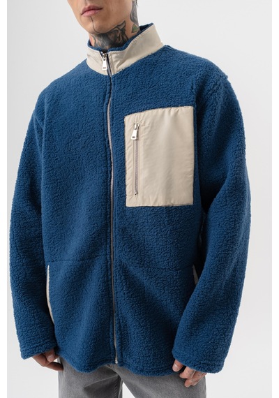 Respire Erkek Zip Oversize Teddy Ceket Lacivert