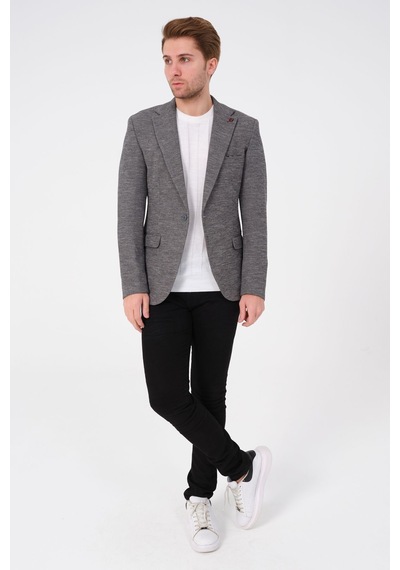 Bonesti Erkek Slim Fit Blazer Ceket Gri Desenli