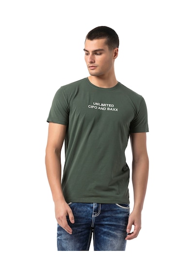 Cipo & Baxx Erkek Regular Fit Baskılı Pamuklu T-shirt Ct827 Green