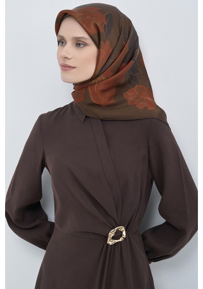 Armine Saf İpek Sura Eşarp-2026 İlkbahar-yaz- 950900d Kahverengi