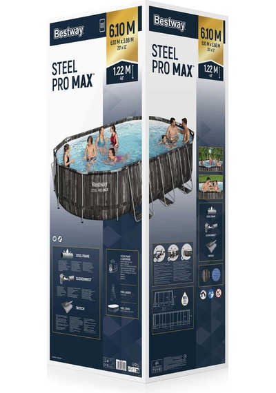 Bestway 5611r Power Steel Prefabrik Yer Üstü Havuz Seti 6,10m X 3,66 M X 1,22 M