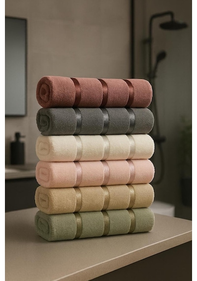 Güvenal Harmony Kutulu 6 Adet 50 90 Kadife Havlu Havlu & Havlu Seti Çeyiz Havlusu Banyo Havlusu Çok Renkli