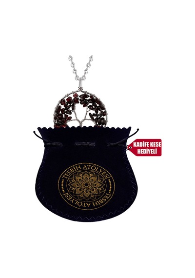 Erilsa Sertifikalı Doğal Lal - Garnet - Granat Taşı Hayat Ağacı Kolye Çok Renkli