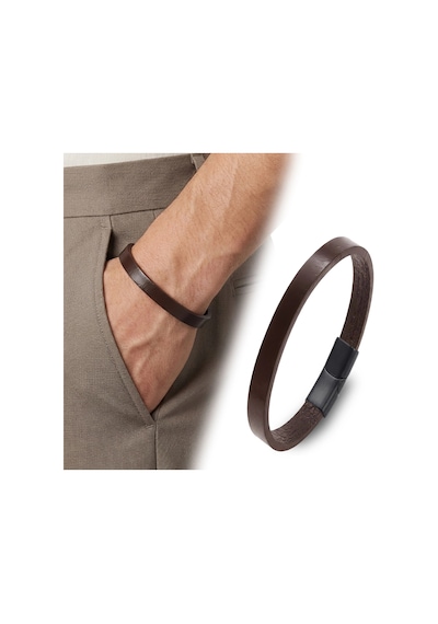 Moncuk Design Kahverengi Pu Deri Zamak Erkek Bileklik 33513b16d1 Mat Siyah