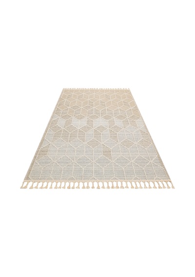 Loft Lf03 Geometrik Desenli Bej Modern Salon Halısı Hav Toz Vermez