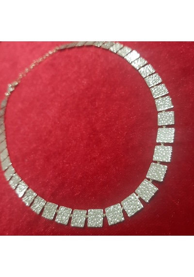 Fashion Jewelry Kare İşlemeli Çelik Kolye Gold