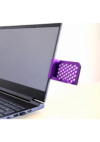 3d Baskı Monitor Telefon Tutucu - Petek Desenli Laptop Kenar Telefon Tutucu-mor Çok Renkli
