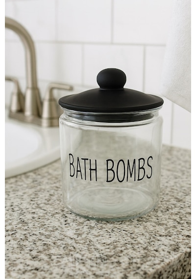 Morponi Vakumlu Kapaklı Şeffaf Cam Banyo Düzenleyici Kavanoz Bath Bombs 1800 Ml Şeffaf