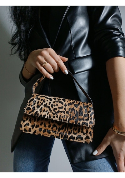 Glemix Kate Leopar Çapraz Askılı Kadın E L Ve Omuz Çantası Leopar