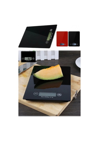 Dijital Mutfak Tartısı - 5 Kg Kapasite, 1 Gram Hassasiyet, Şık Siyah Cam Tasarım Çok Renkli