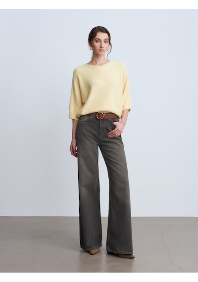 Dilvin 72112 %100 Pamuk Wide Leg Jean-kahve Kahve