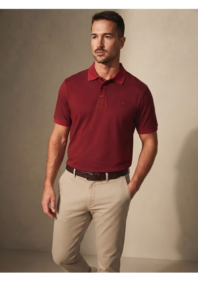 Maccali Erkek Bordo Amblemli Basic Polo Yaka Tişört