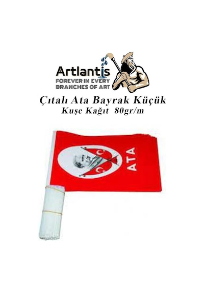 Çıtalı Ata Bayrak Kağıt 20x12 Cm 25 Adet Atalı Bayrak Çıtalı Sopalı Küçük Bayrak Plastik Çubuklu Bayrak