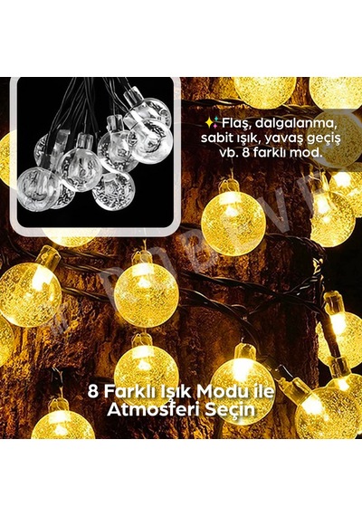 Robeve 7 Metre 50 Led Güneş Enerjili Kristal Küre Solar Bahçe Aydınlatma Dış Mekan Aydınlatma Güneş Enerjili Aydınlatma 8 Modlu, Ip65 Su Geçirmez, Otomatik Aç/kapa, Bahçe, Balkon Gün Işığı Sarı Robeve 7 Metre 50 Led Güneş Enerjili Kristal Küre Solar Bahçe Aydınlatma Dış Mekan Aydınlatma Güneş Enerjili Aydınlatma 8 Modlu, Ip65 Su Geçirmez, Otomatik Aç/kapa, Bahçe, Balkon Gün Işığı Sarı
