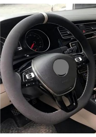 Vw Passat Serisi Dikmeli Direksiyon Kılıfı Alkantara Gri Yüzüklü