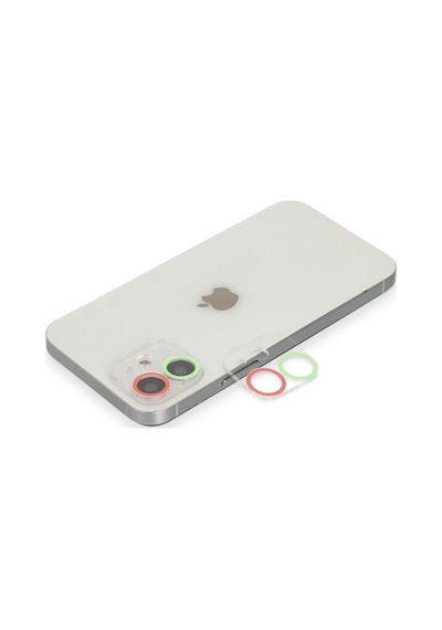 İphone 12 Mini Renkli Kamera Lens Koruma Cam - Yeşil-pembe