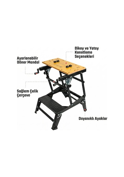 Workpro Wp289027 100kg 6 Kademe Ayarlanabilir Profesyonel Katlanabilir Çalışma Tezgâhı