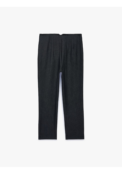 Koton Slim Fit Düz Kısa Paça Cigarette Pantolon Lacivert 7wak40037uw