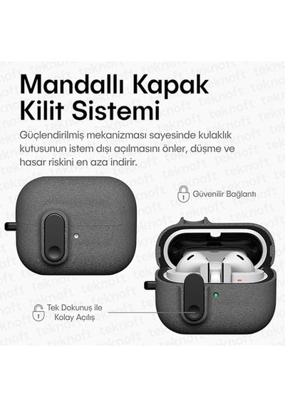 Buds 3 Pro Buds 3 Ve Buds 3 Fe İle Uyumlu Mandallı Kapak Kilit Sistemli Kumlanmış Mat Dokulu Darbelere Dayanıklı Hi
