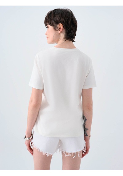 Loft Beyaz Kadın T-shirt Lf2040163 Beyaz