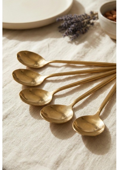 6'lı Lüks Gold Paslanmaz Çelik Yemek Kaşığı Seti 21 Cm Gold - Gümüş
