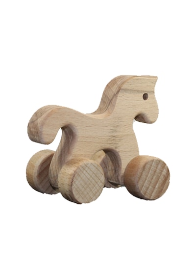 Cwwtoys Dost At Boyasız Ahşap Hayvan Figürü, Masif Kayın, 18 Ay+