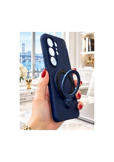 Samsung S26 Ultra İle Uyumlu 360 Derece Dönebilen Kalın Metal Magsafe Halka Stantlı İçi Kadife Korumalı Ultra Lüx Premium Silikon Kılıf Koyu Lacivert Samsung S26 Ultra İle Uyumlu 360 Derece Dönebilen Kalın Metal Magsafe Halka Stantlı İçi Kadife Korumalı Ultra Lüx Premium Silikon Kılıf Koyu Lacivert
