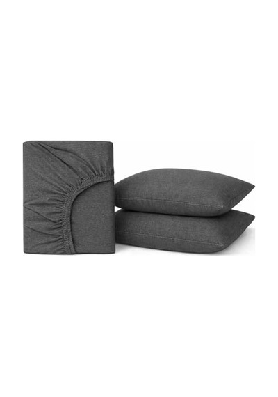 Septumium%100 Pamuklu Lastikli Çarşaf, Andrasit, 2 Yastık Kılıfı Dahil 160x200 Abanoz