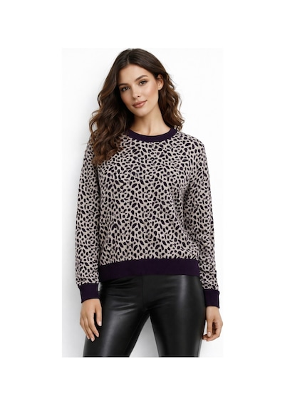 Gürkan Kadın Leopar Desen Triko Kazak Bgl-st05284 Mor