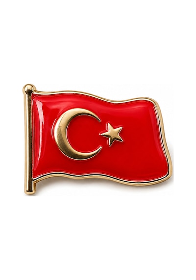 Rozet Türk Bayrağı Gönderli Sarı