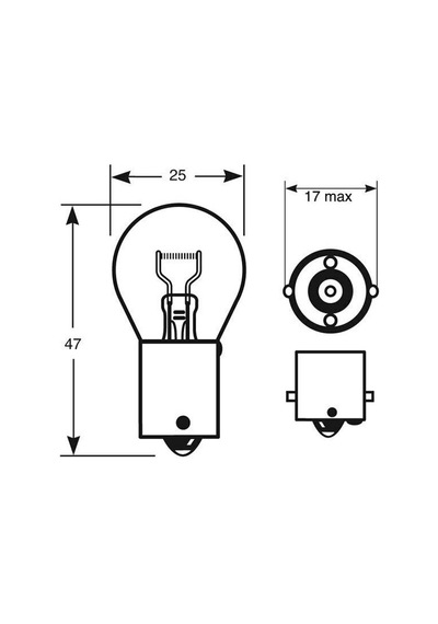 12V 93 P21W Stop Sinyal Ampulü Tek Duy 10 Adet Osram 75