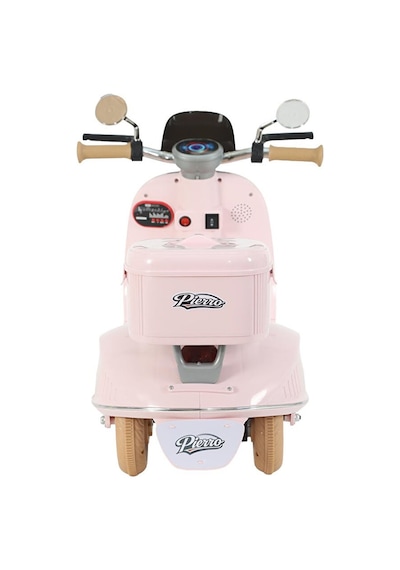 Vespera Pierro Uzaktan Kumandalı 6v Pembe Led Işıklı Arka Sepetli Çocuk Akülü Motor/scooter 3-6 Yaş