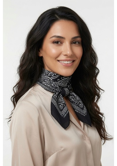Mollycrush Unisex Siyah Etnik Desenli Bandana Fular Günlük Saç Aksesuarı, Boyunluk Ve Outdoor Model Siyah