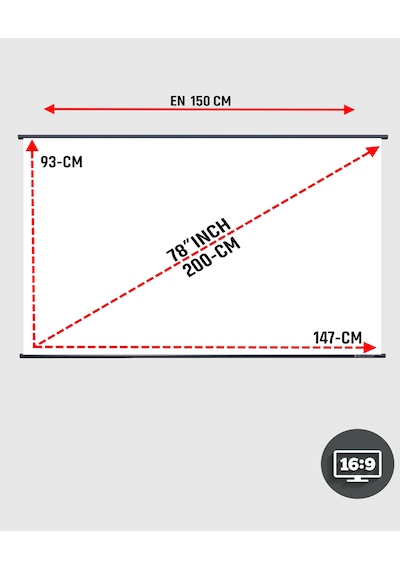 En150cm Boy95cm Projeksiyon Perdesi Duvar Askılı Taşınabilir