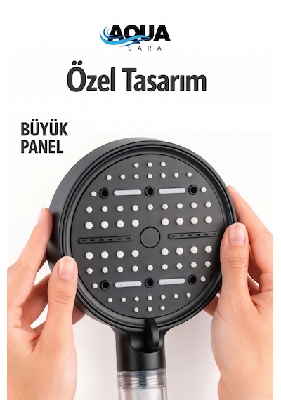 6 Fonksiyonlu Filtreli Duş Başlığı Su Tasarruflu Basınçlı Kireç Klor Önleyici Siyah