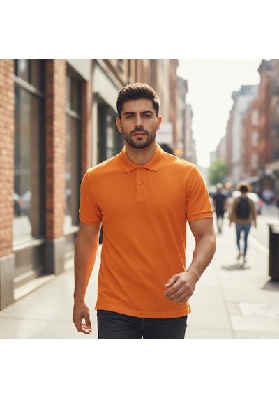 Bite Nose Renk Seçenekli Erkek Polo Yaka Tişört Günlük & Şık Pamuklu Slim Fit Turuncu